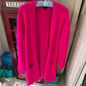 Torrid Long Hot Pink Warm Cardigan